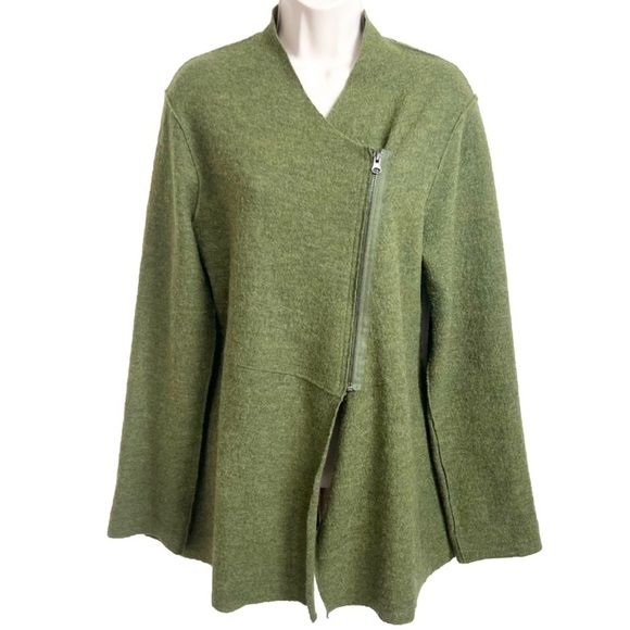 Anthropologie Jackets & Blazers - Luii Anthropologie Wool Asymmetrical Zipper Green Long Sleeve Jacket Medium